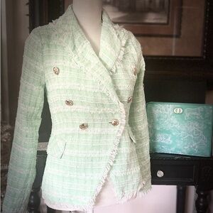 NWT Walter Baker Annalise Tweed Blazer Mint Green $278 size XS